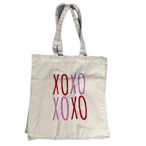 Large cotton Canvas tote bag XOXO design w/ 6 large pockets inside